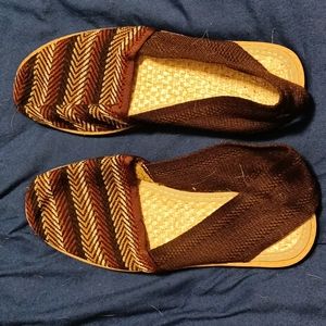 Slip on shoes, size 8, brown and tan